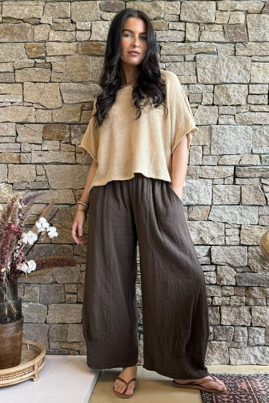Santos Cushion Cotton Quirky Pant Chocolate